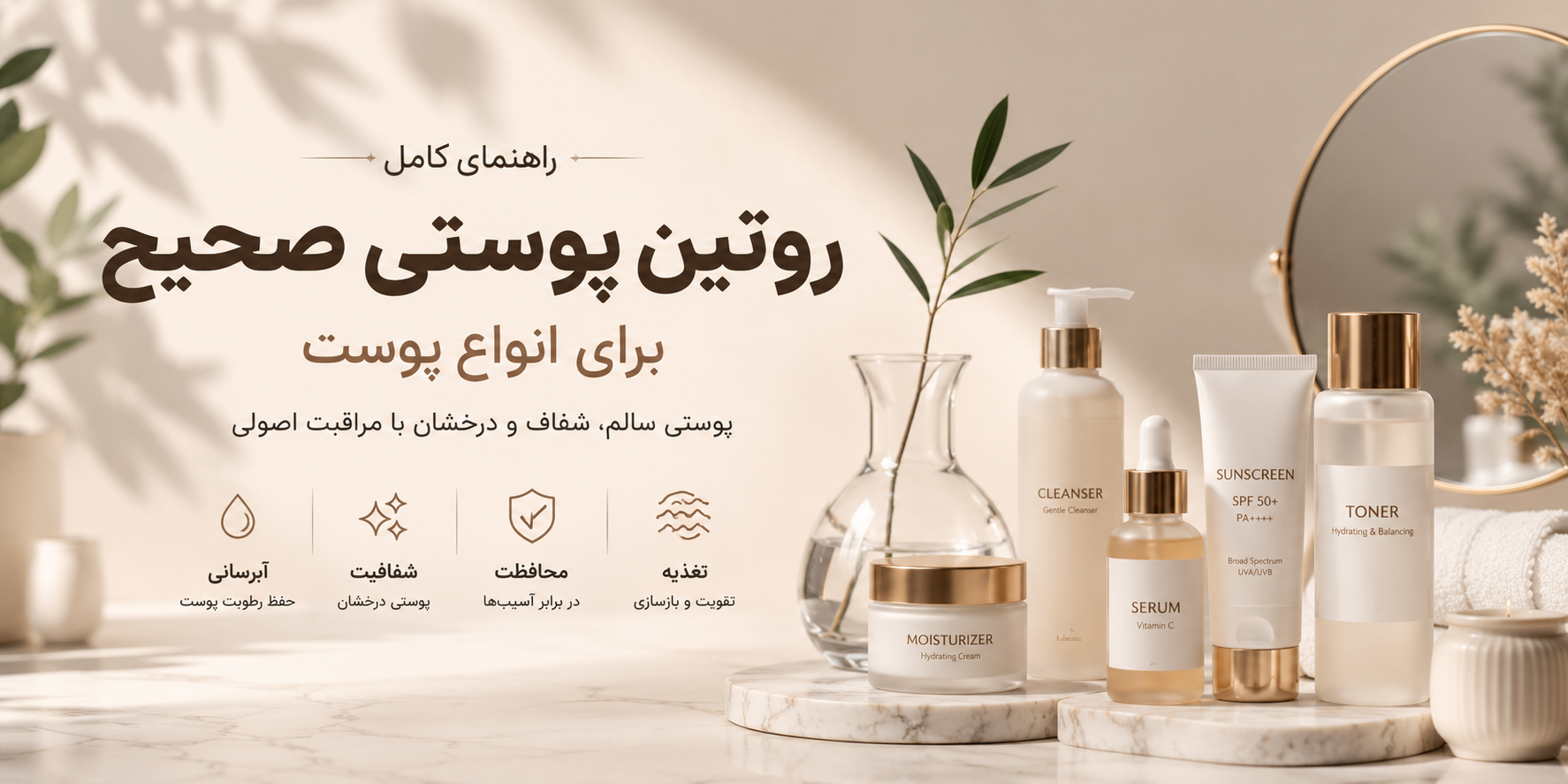 روتین پوستی صحیح برای انواع پوست؛ راهنمای کامل داشتن پوستی سالم و درخشان
