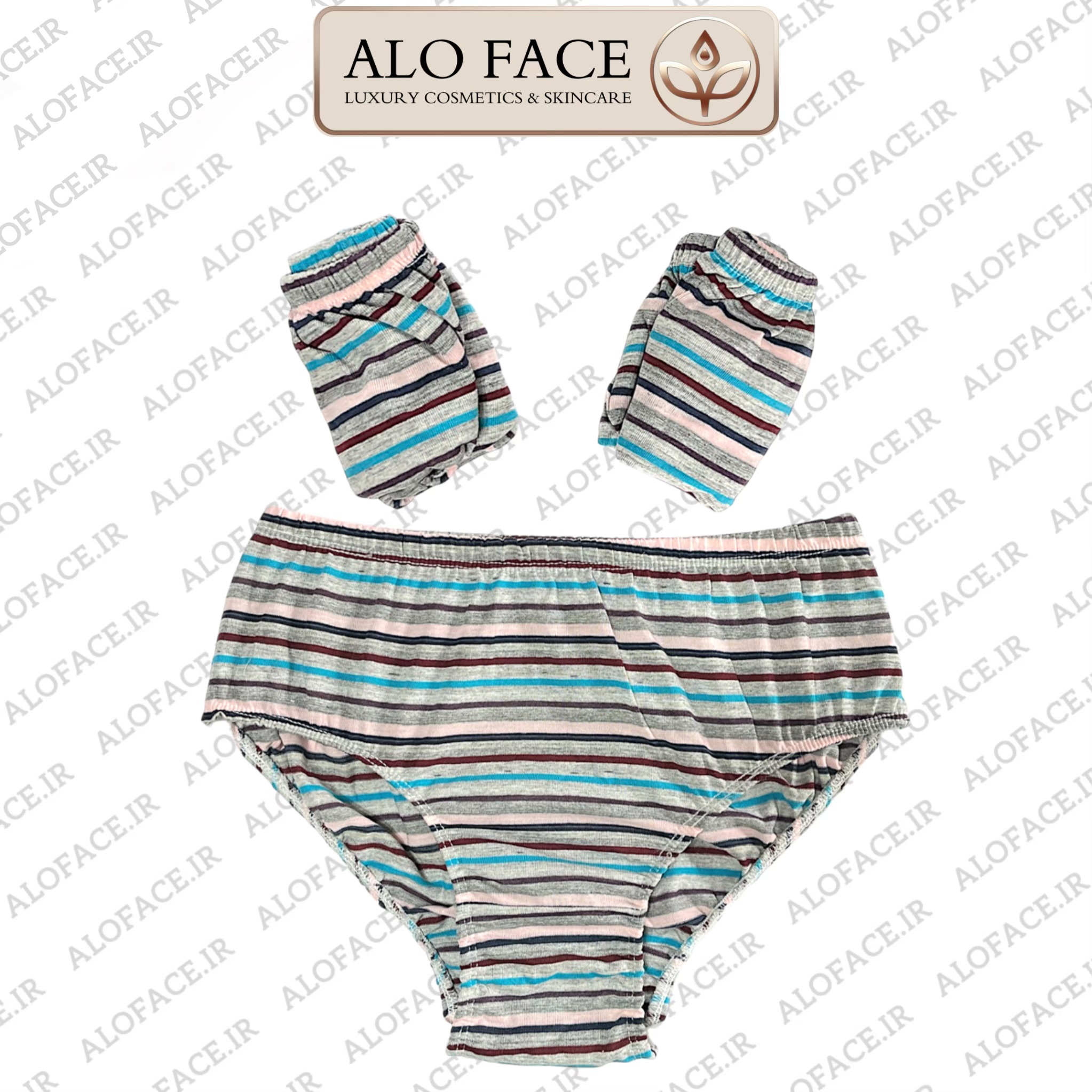 شورت زنانه لیفه ای نخ پنبه راه راه 3 عددی