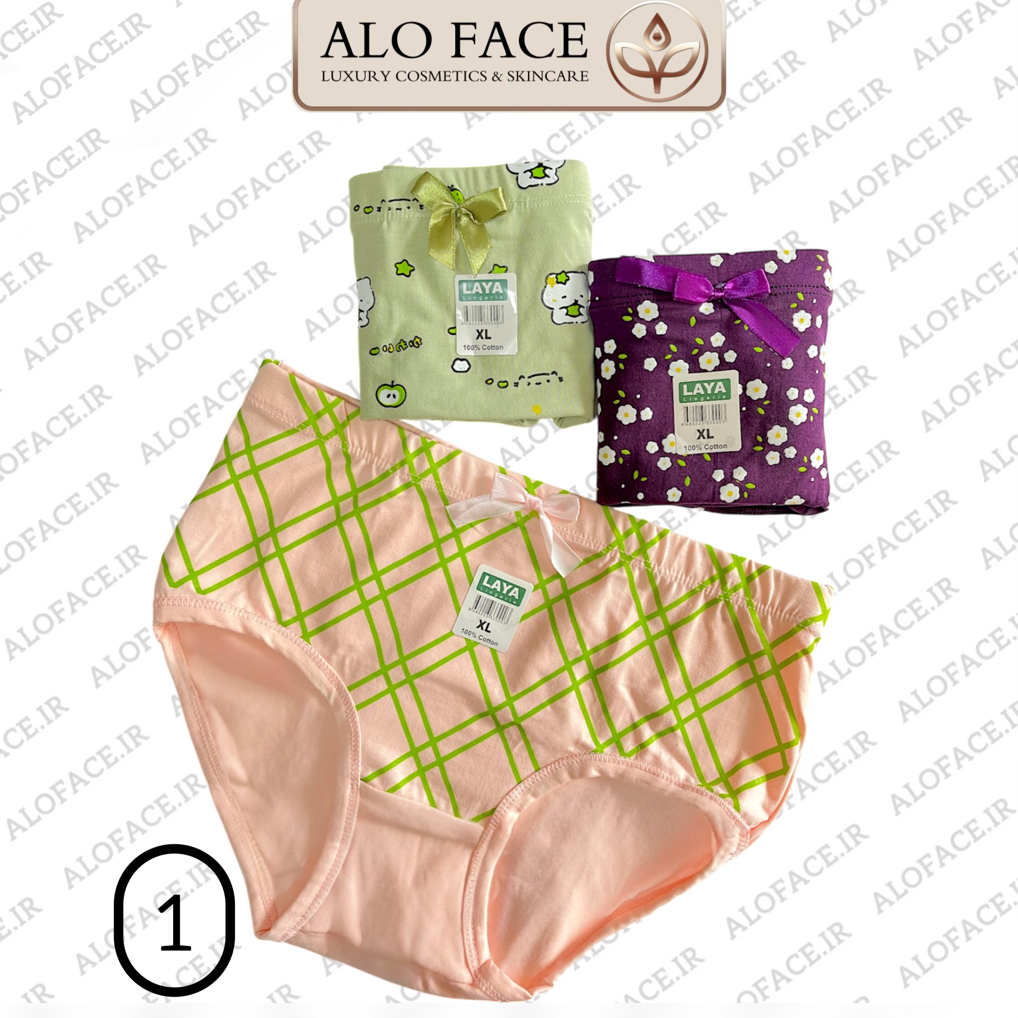 شورت زنانه 100% کتان لعیا چاپی پاپیون دار 3 عددی سایز XL